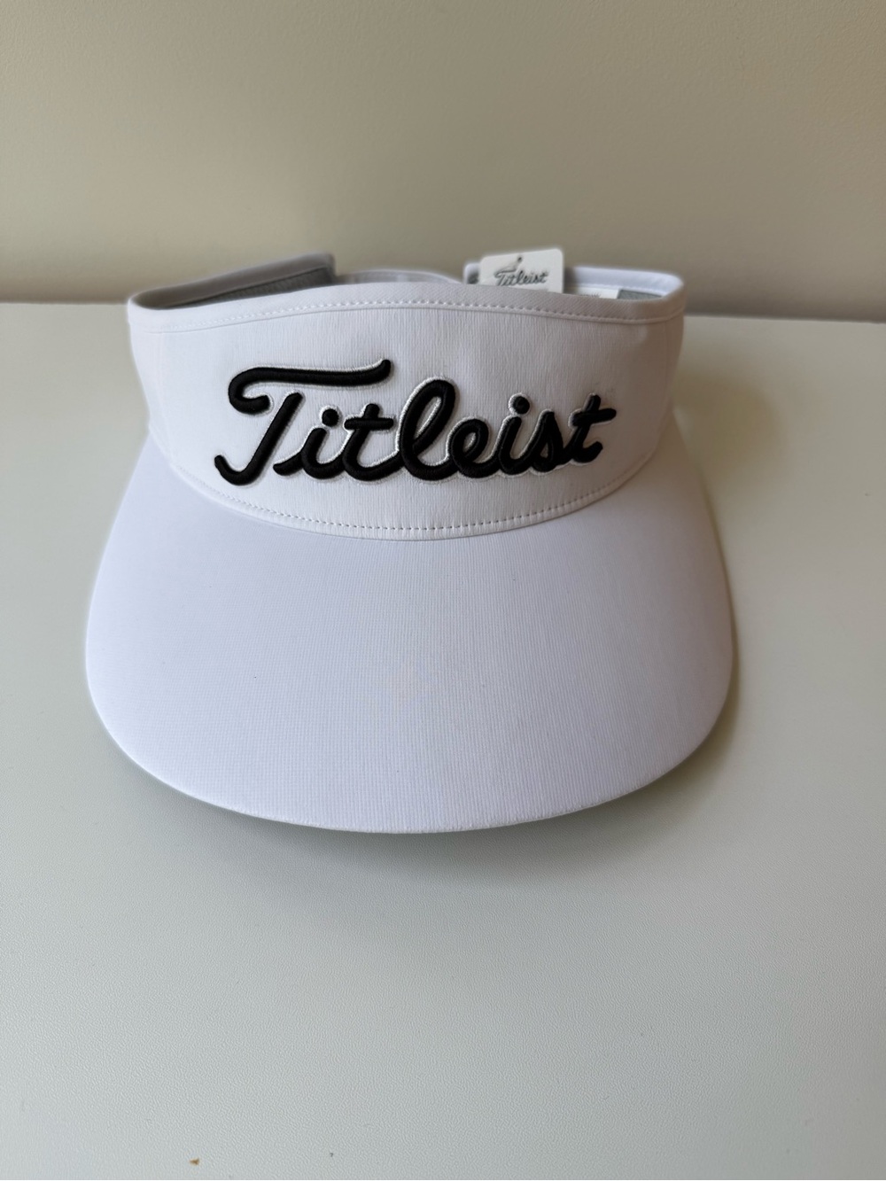 Titleist White Golf Visor with Black Script Logo